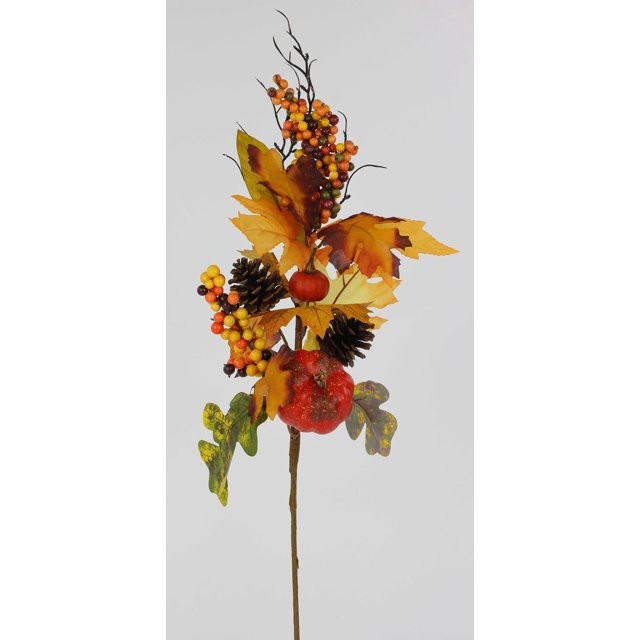 Fall, 18 inch Height Harvest Orange Leaf and Pumpkin Pick Decoration, Way to Celebrate | Walmart (US)