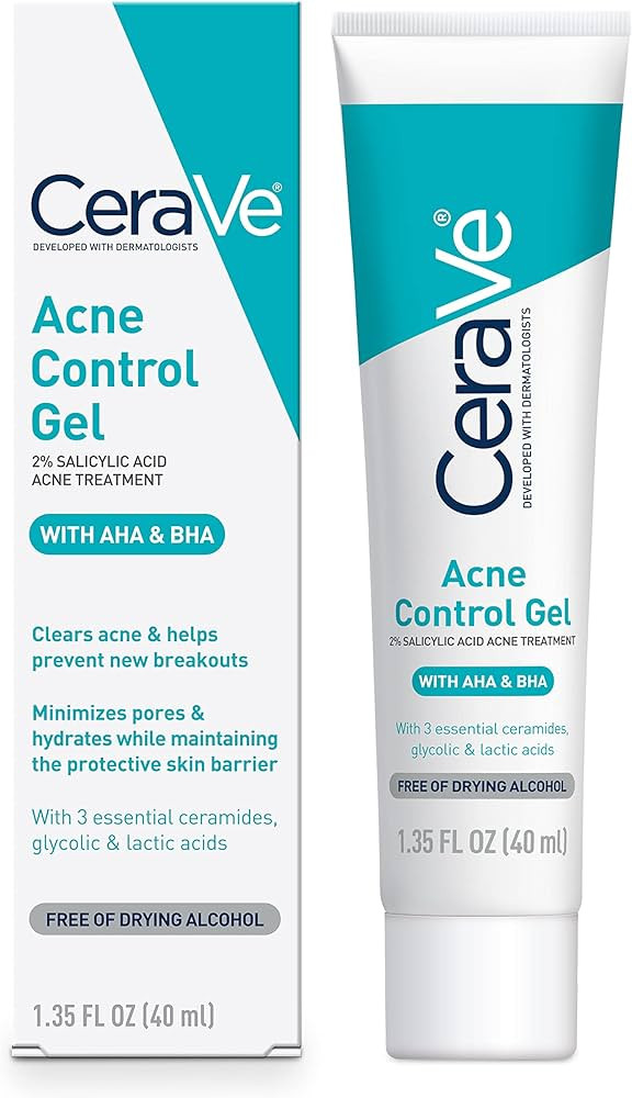 CeraVe Salicylic Acid Acne Treatment with Glycolic Acid and Lactic Acid | AHA/BHA Acne Gel for Face  | Amazon (US)