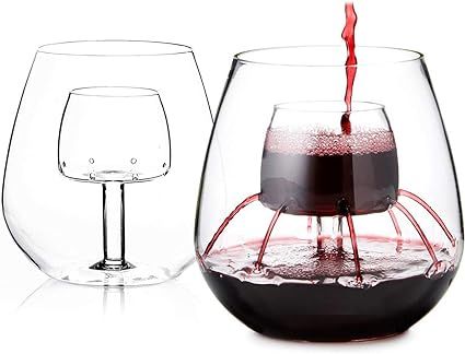Stemless Aerating Wine Glasses by Chevalier Collection (Set of 2) - Wine Aerator | Amazon (US)