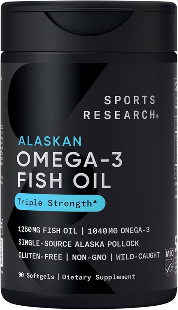 Sports Research® Omega-3 Fish Oil 1250 - Triple Strength Fish Oil Supplement from Wild Alaska Po... | Amazon (US)