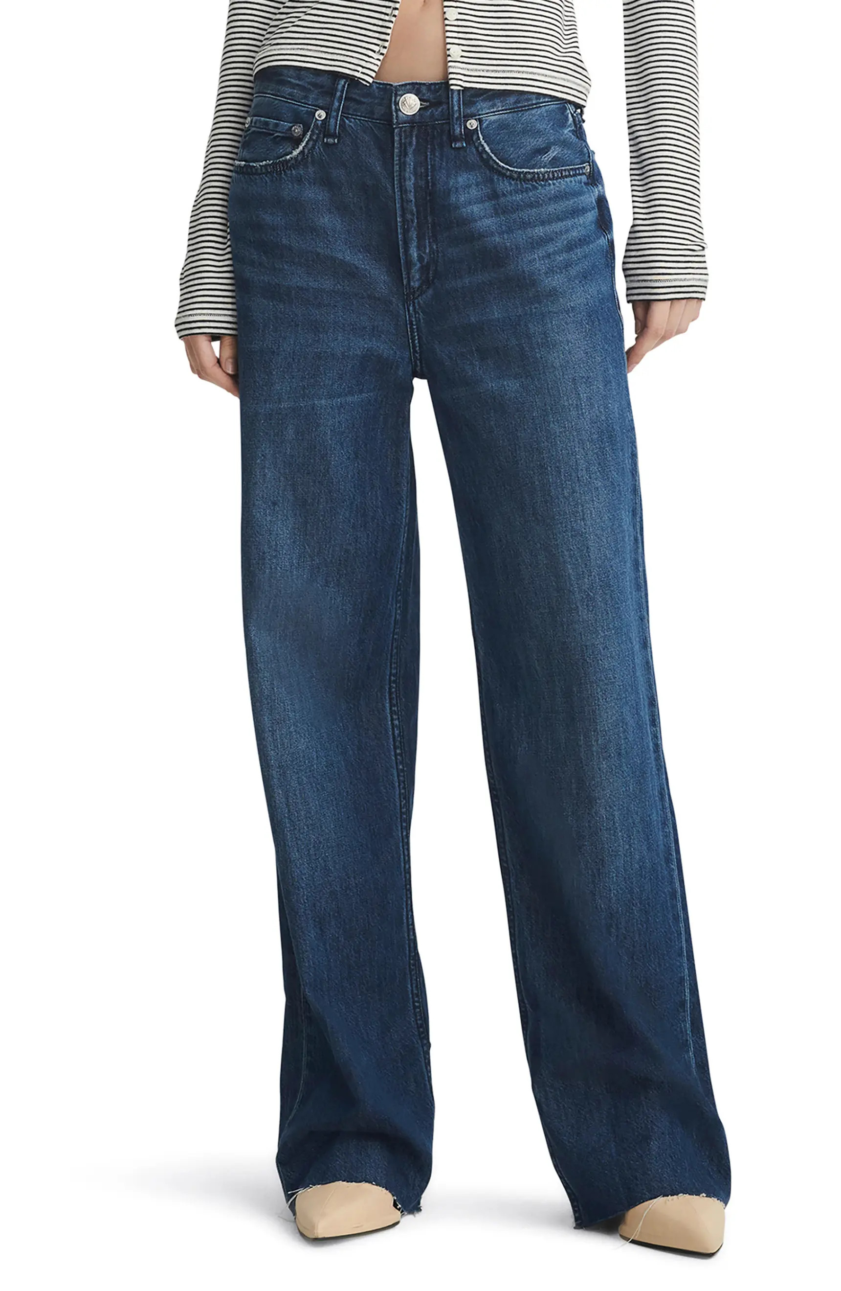 Featherweight Logan Raw Hem Wide Leg Jeans | Nordstrom