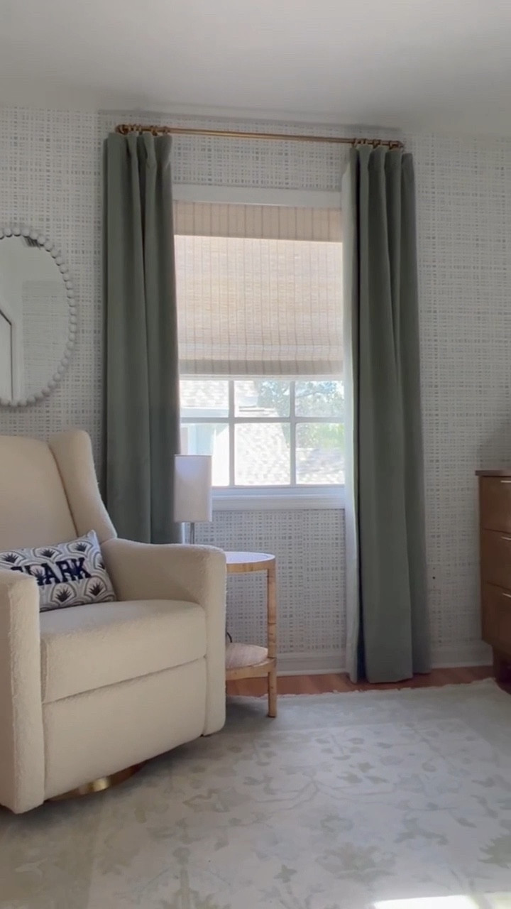 Nursery area rug I’d purchase over and over again!

Sweet baby nursery design.

Oval mirror, white mirror, velvet curtains, rug, area rug, soft neutral sage rug, glider, rocker, accent pillow, crib, white crib, baby’s room, baby boy, little boy, wallpaper, dresser, changing table, nursery reveal, timeless decor, interior designer finds

#LTKbaby #LTKhome #LTKVideo