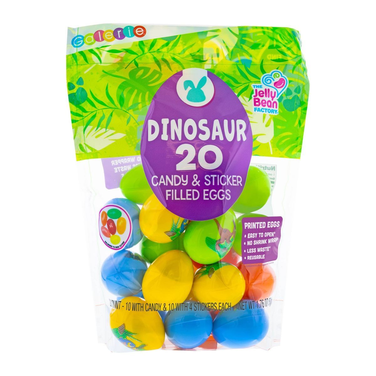 Galerie Easter Printed Dino Attack Egg Bag with Jelly Beans - 1.76oz/20ct | Target