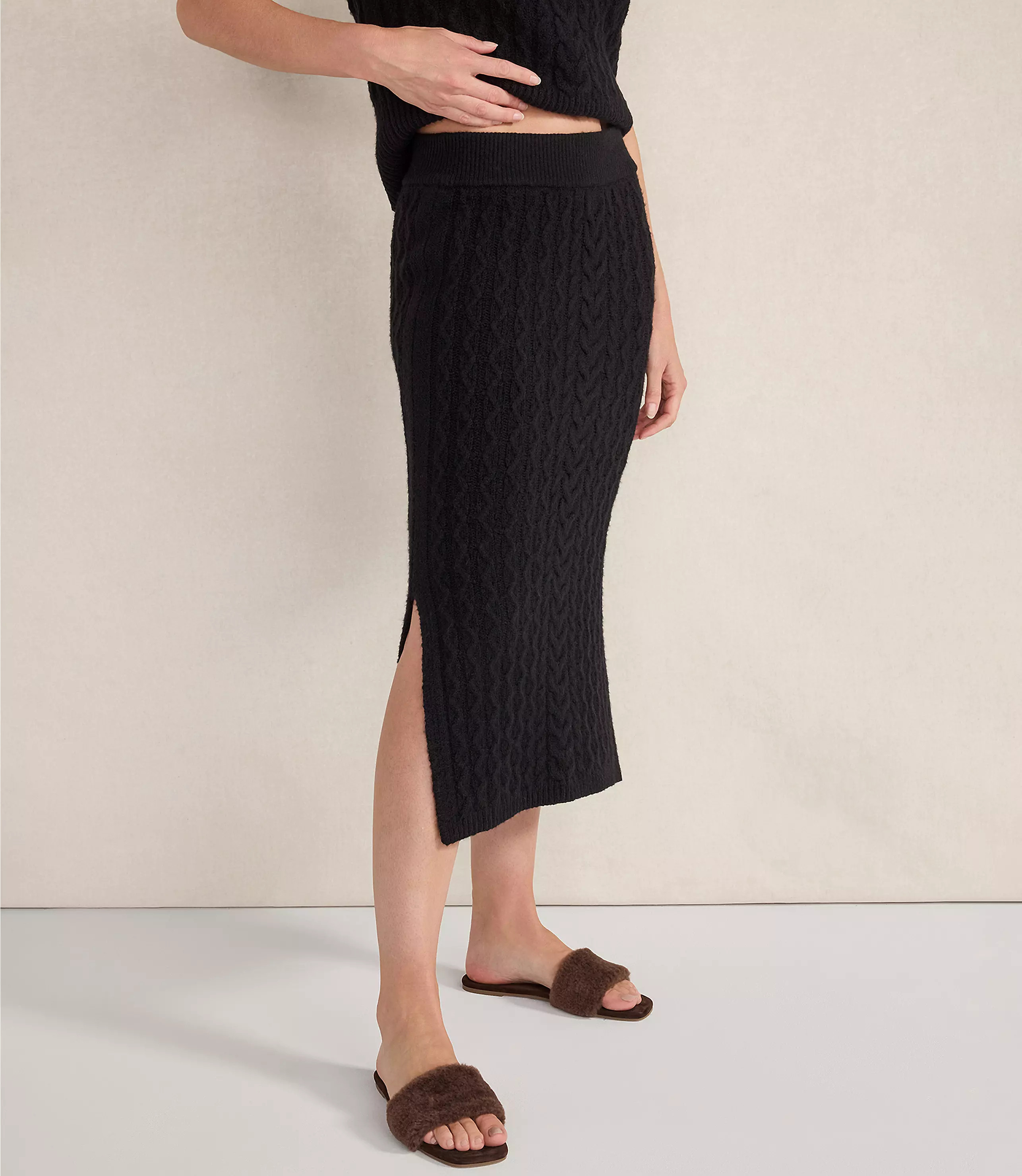 Haven Well Within Organic Cotton Blend Cable Midi Skirt | LOFT