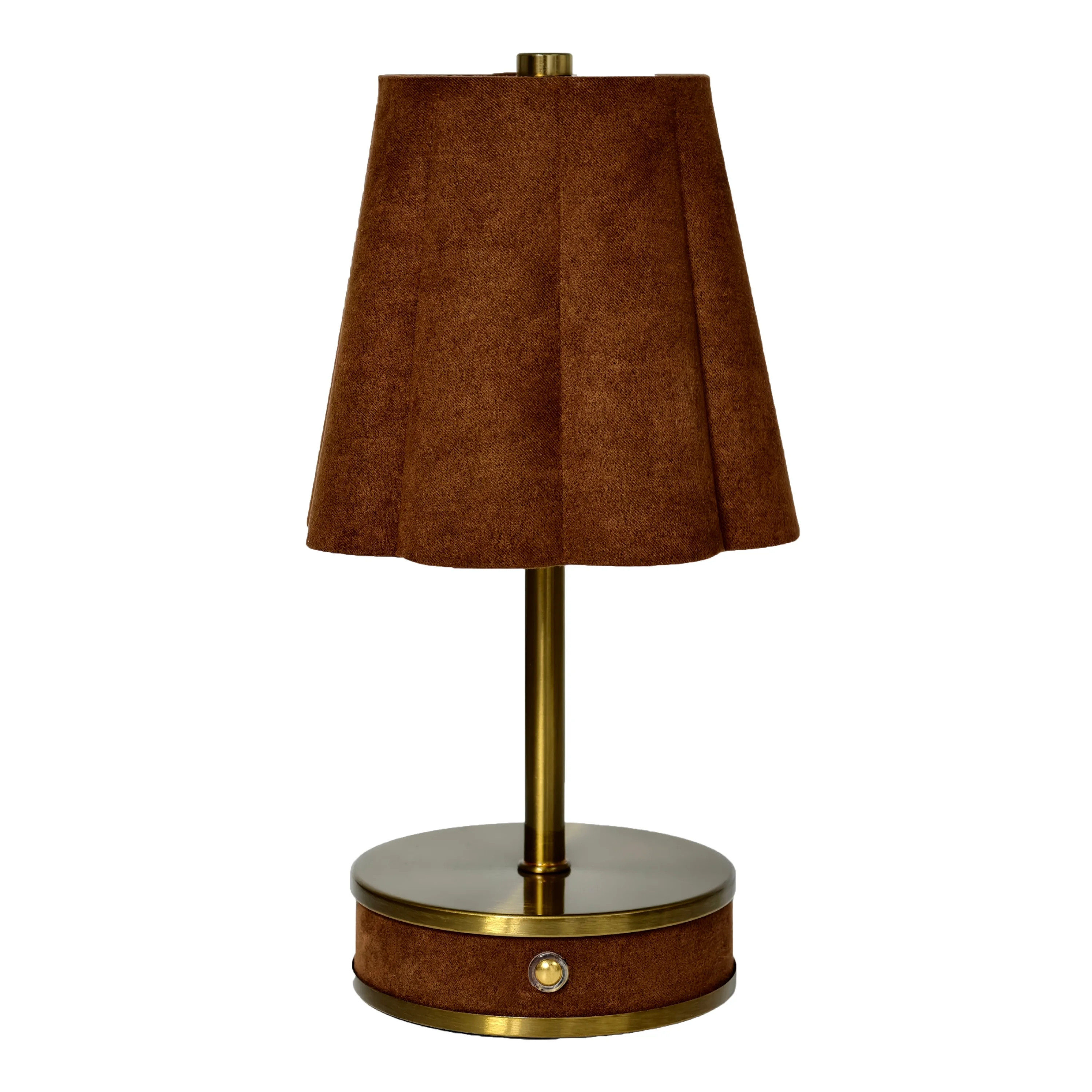 Home Decor Collection Sterling & Noble Home Brown Rounded Pleated Rechargeable Table Lamp | Walmart (US)