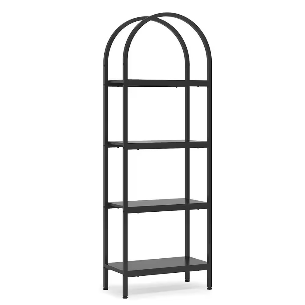 Kadyn - Book Storage Display Book Shelf,4-Tier / 5-Tier Bookshelf, Arched Bookcase Display Rack with Storage Shelves - Black | Best Buy U.S.