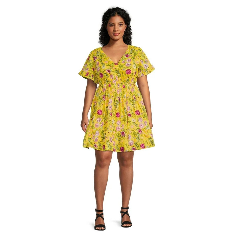Terra & Sky Women's Ruffled Print Dress | Walmart (US)