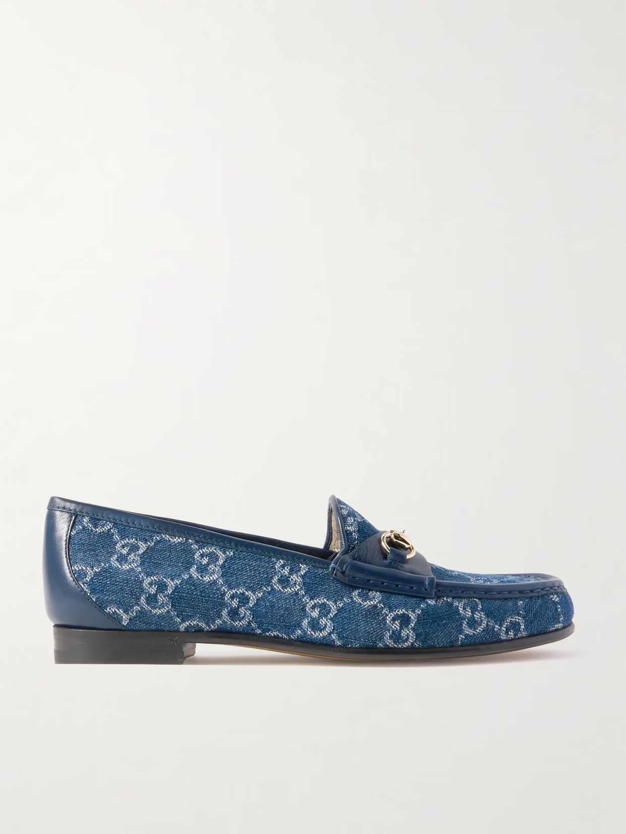 Gucci - Horsebit 1953 Leather-trimmed Denim-jacquard Loafers - Blue | NET-A-PORTER (US)