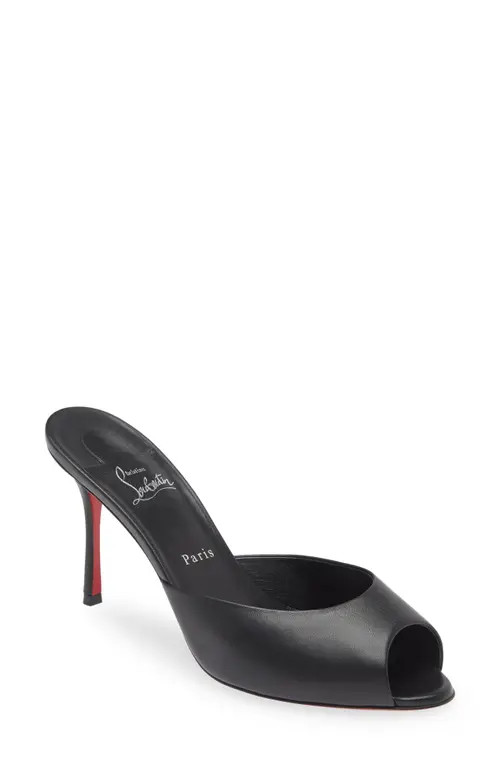 Christian Louboutin Me Dolly Peep Toe Slide Sandal in B439 Black/Lin Black at Nordstrom, Size 7Us | Nordstrom