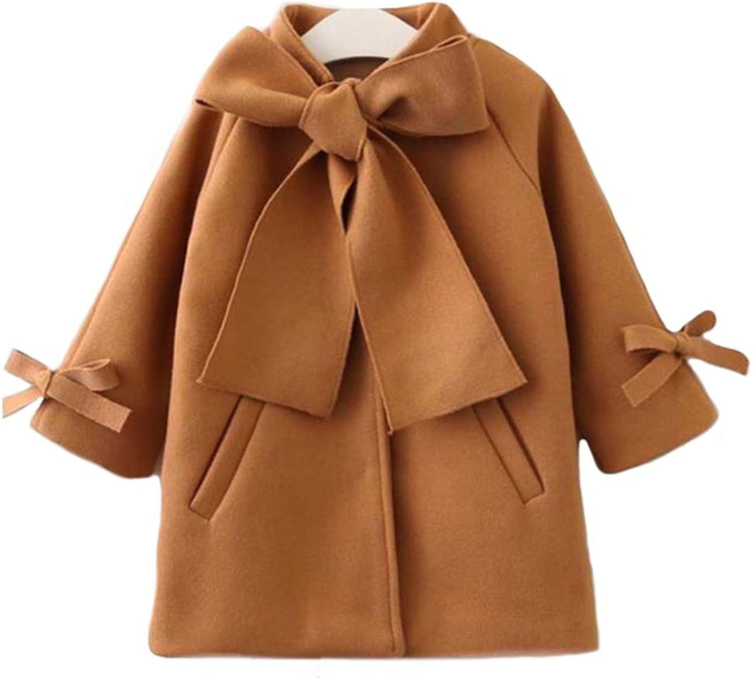 SUUGEN Toddler Kid Baby Girls Warm Wool Bowknot Coat Winter Overcoat Outwear Jacket | Amazon (US)