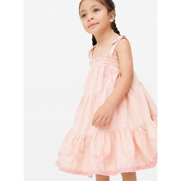 Pink Tiered Shell Embroidered Dress 1-2 years | Tu Clothing