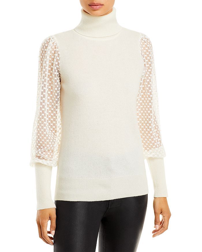 Mesh Sleeve Cashmere Turtleneck Sweater - 100% Exclusive | Bloomingdale's (US)