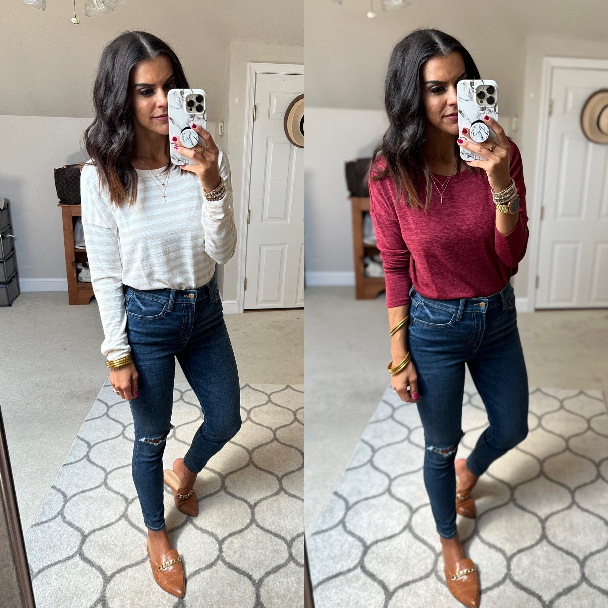 2 pack of Walmart tees! Size small (could have done size xs)
Walmart jeans sized up one to a 5

#LTKunder100 #LTKstyletip #LTKunder50