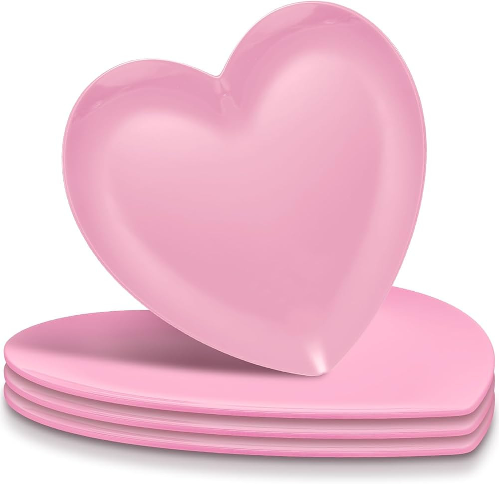 FillTouch 9.5 Inch Heart Shaped Dinner Plates, Valentine's Serving Plates, Unbreakable Melamine P... | Amazon (US)