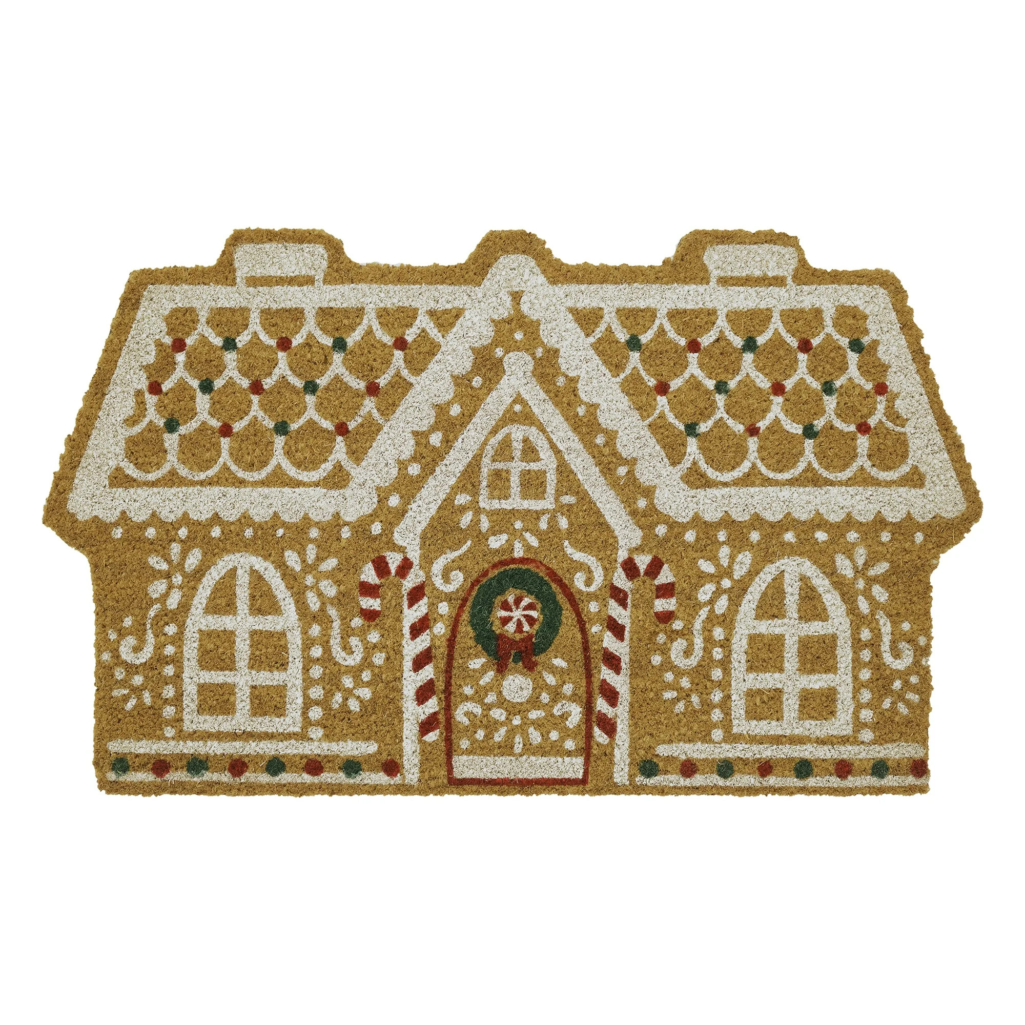 My Texas House Multi Gingerbread Candy Cane Outdoor Coir Doormat, 18" x 30" | Walmart (US)