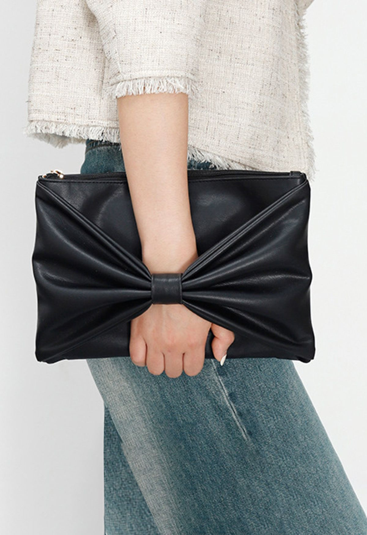 Classy Bowknot PU Leather Clutch | Chicwish