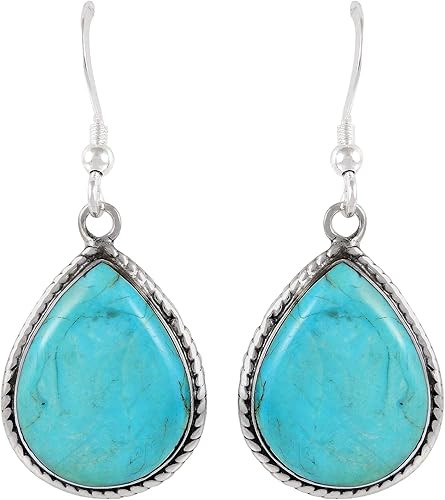 Turquoise Earrings Sterling Silver 925 Genuine Turquoise Jewelry (Select style) | Amazon (US)