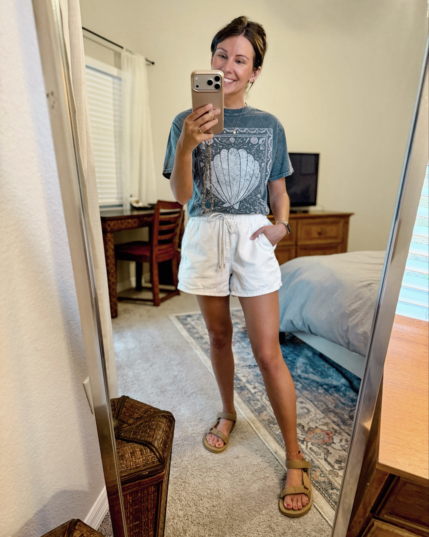 Wearing size small in this shell tee (use MARISSA20 for $$$ off!) xs in these linen/cotton denim shorts (come in blue denim too!) and size 6 in my teva sandals

#LTKPetite #LTKSeasonal #LTKootd
