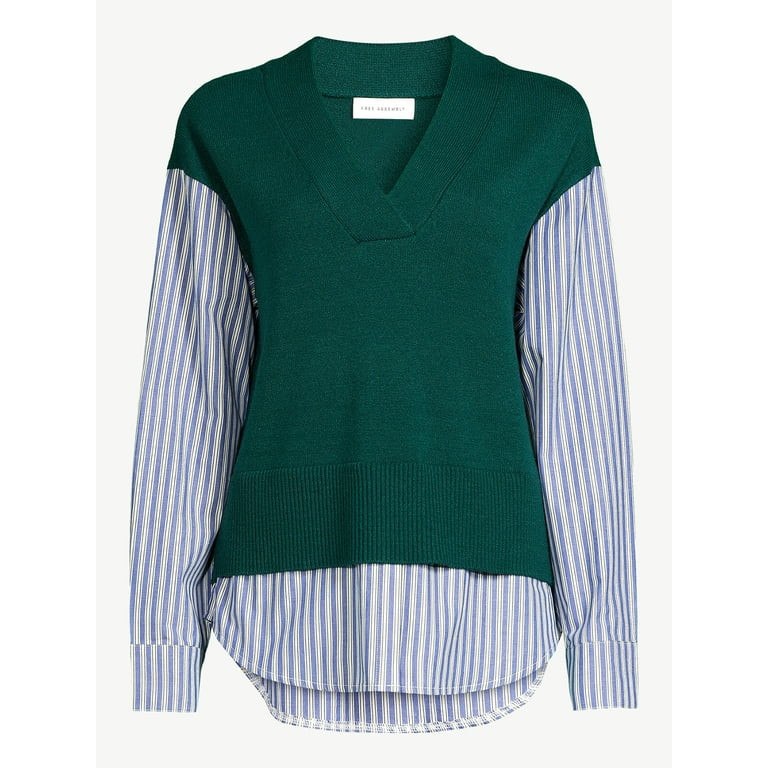 Free Assembly Women's Mixy Shirt Sweater, Lightweight - Walmart.com | Walmart (US)