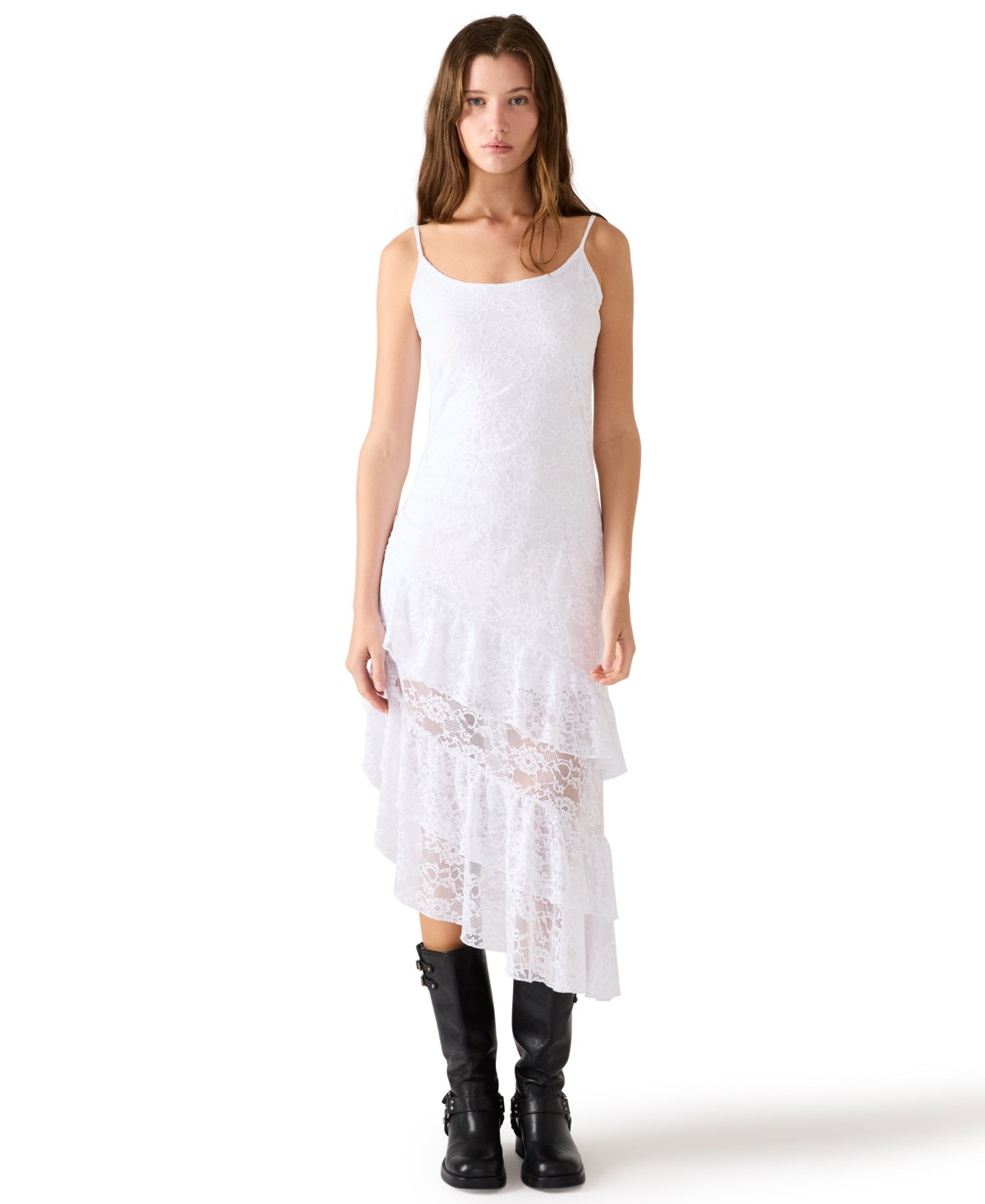 Steve Madden Women's Lorene Collarless Fit-and-Flare Dress - White | Macy's
