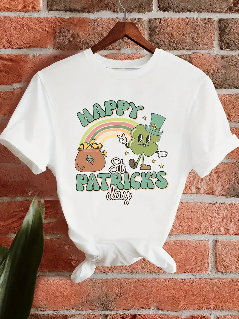 Happy St. Patrick's Day Print T shirt Casual Crew Neck Short - Temu | Temu Affiliate Program