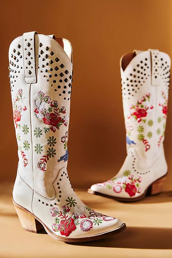 Poppy Cowboy Boots By Dingo in White Size 9.5 | Anthropologie (US)
