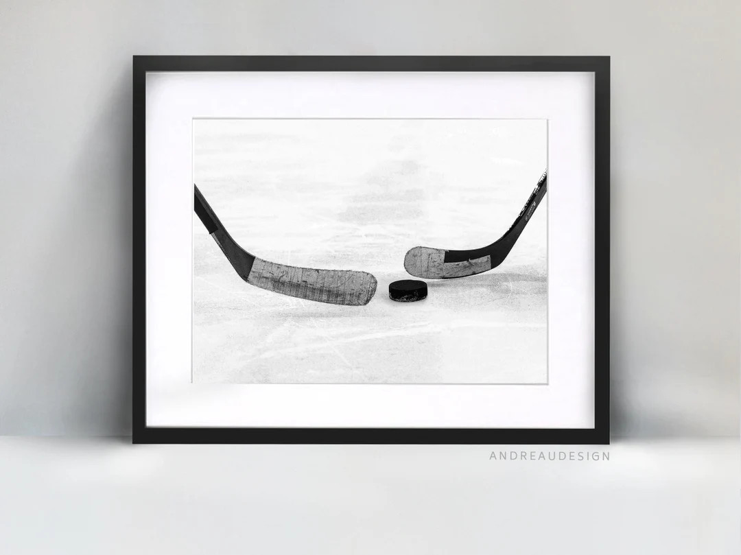 Ice Hockey Stick and Hockey Puck Home Decor, Black and White Printable Art, Hockey Player Coach G... | Etsy (US)