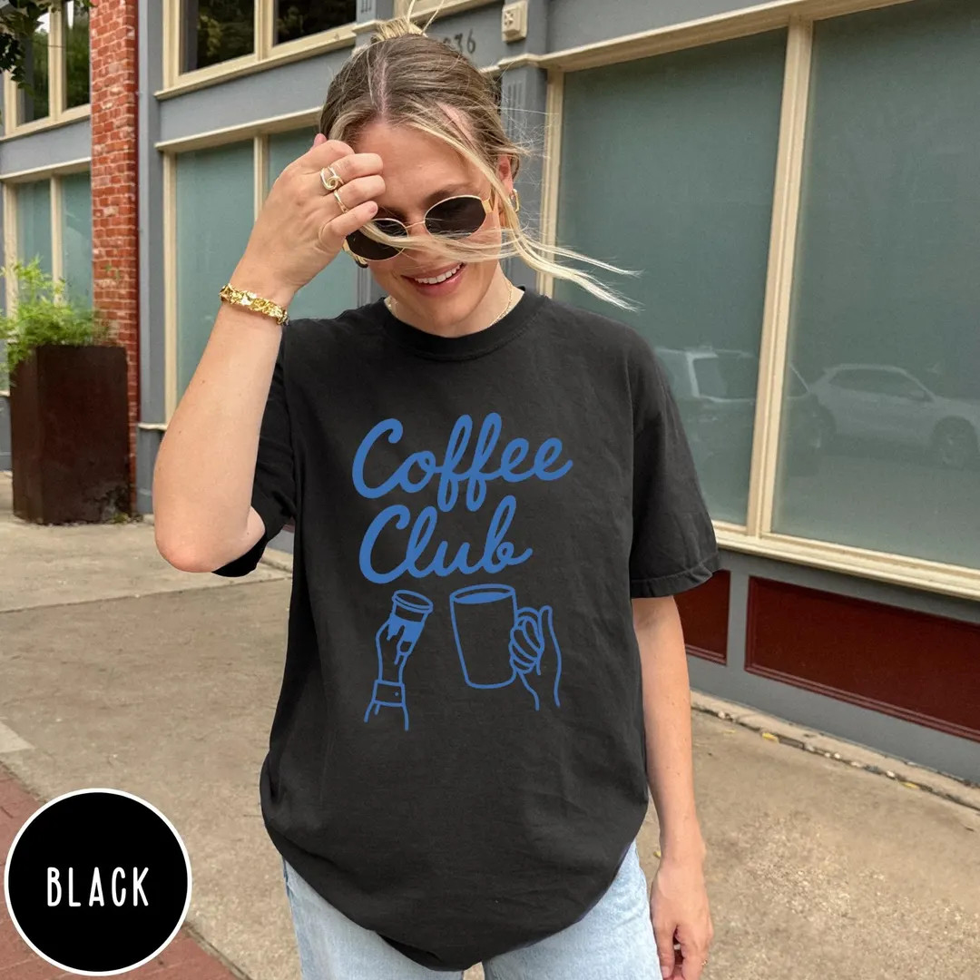 Comfort Colors® Coffee Club Shirt, Coffee Lover Gift, Retro Coffee Shirt, Coffee Club T-shirt, F... | Etsy (US)