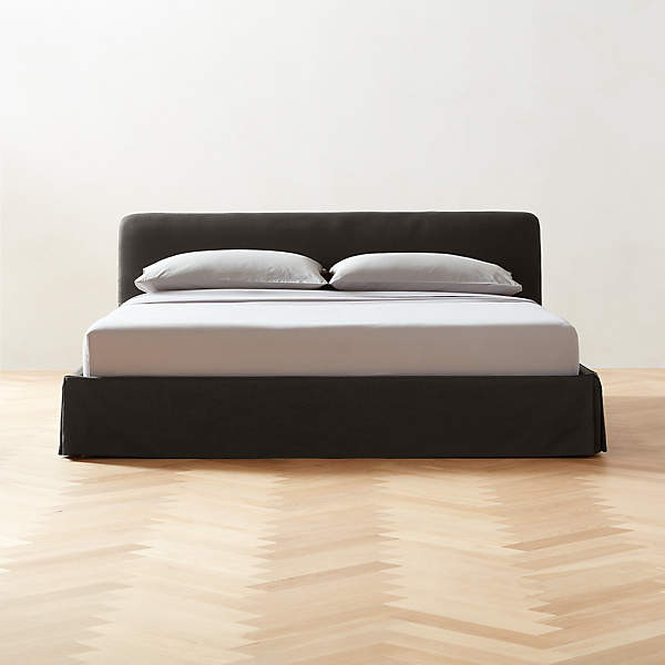 Pullover Pleat Cream Sateen King Bed + Reviews | CB2 | CB2