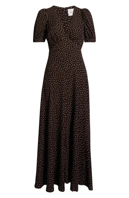 Reformation Naira Puff Sleeve Maxi Dress in Colette Dot at Nordstrom, Size 2 | Nordstrom