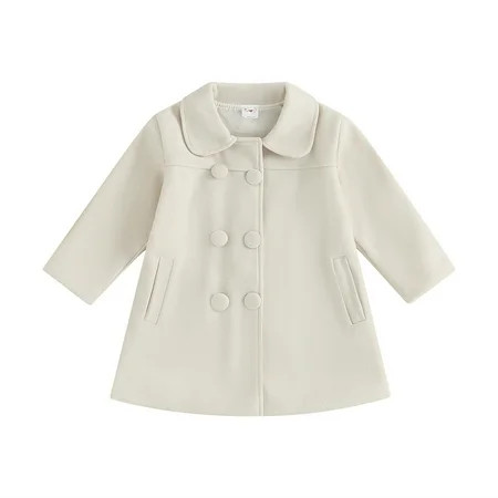 Aunavey Girls Dress Coat Kids Winter Warm Jacket Button Belt Trench Coat Long Peacoat Outerwear | Walmart (US)