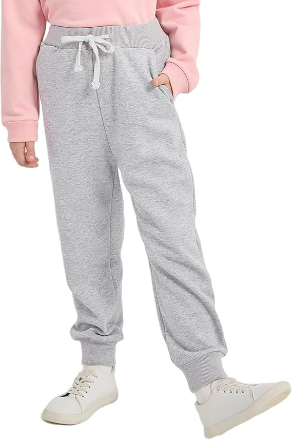 Phedrew Girls Cotton Sweatpants Midweight Kids Toddler Jogger Pants Athletic Pull On Pants with D... | Amazon (US)