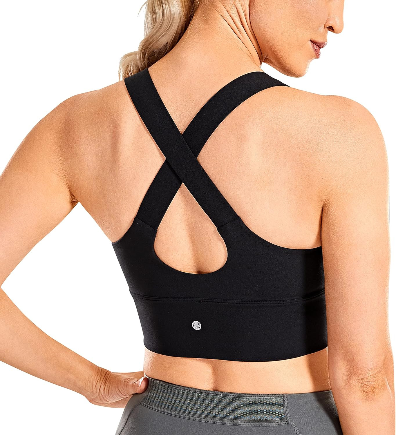 CRZ YOGA Women's Longline Square Neck Strappy Sports Bra Cross Back Full Coverage Wirefree Padded... | Amazon (US)