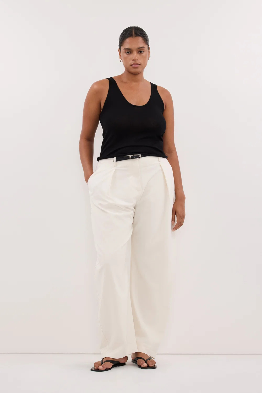 ROMY CREAM BARREL LEG TAILORED PANT | DISSH