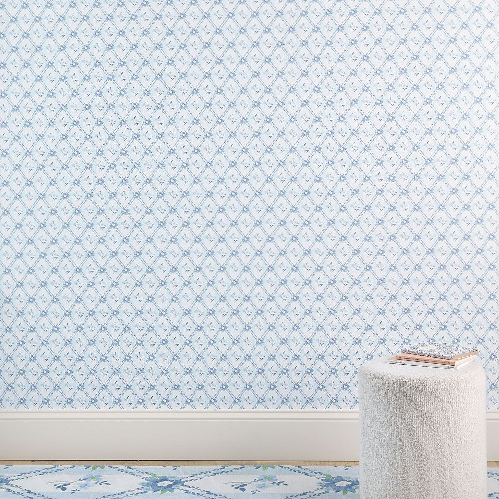 Hill House Home Blue Trellis Wallpaper | Pottery Barn Teen