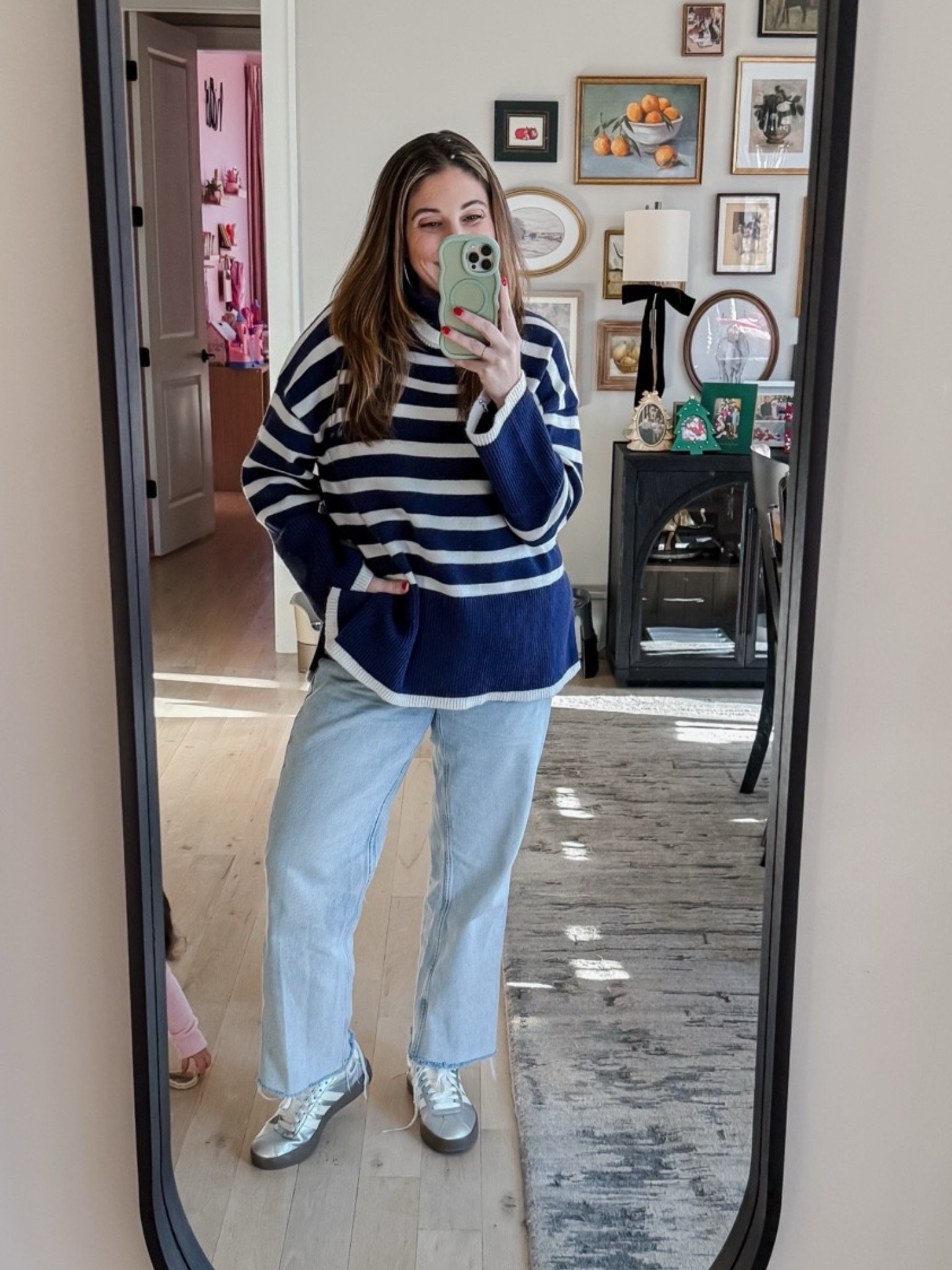 Cozy oversized sweater season is my favorite! This one from Amazon is so thick and warm but not itchy! I love the stripe detailing too! Paired it with my current favorite Zara straight jeans! 
Sweater L / Jeans 12 / Silver sneakers tts

#LTKFindsUnder50 #LTKMidsize #LTKootd