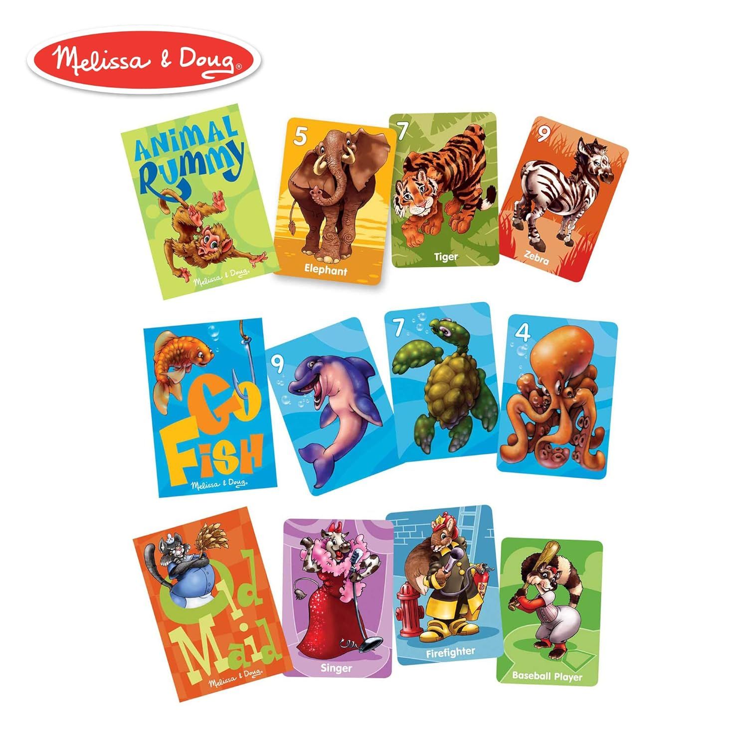 Melissa & Doug Classic Card Games Set - Old Maid, Go Fish, Rummy | Amazon (US)