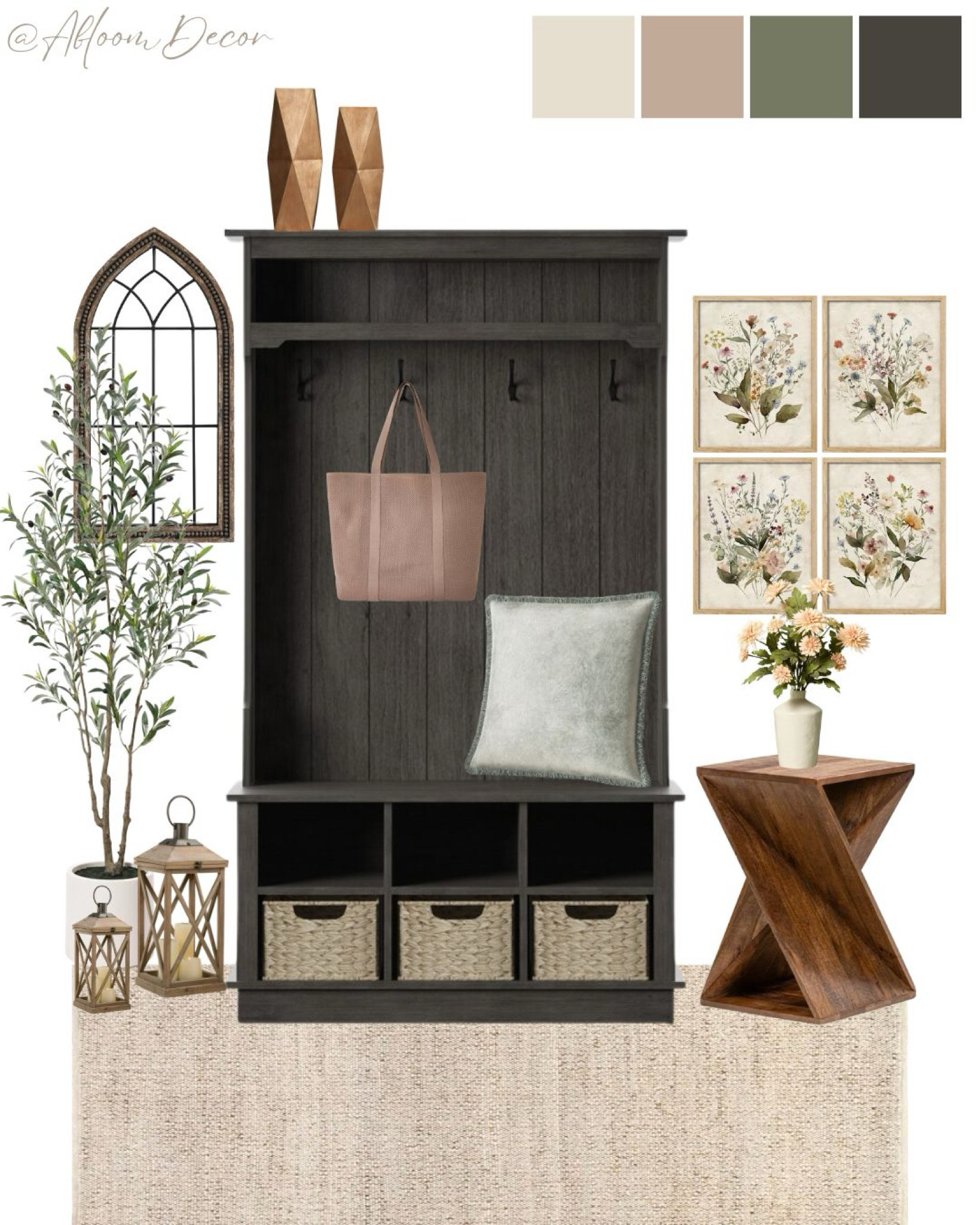 Dark wood hall tree entryway styling!

#LTKHome