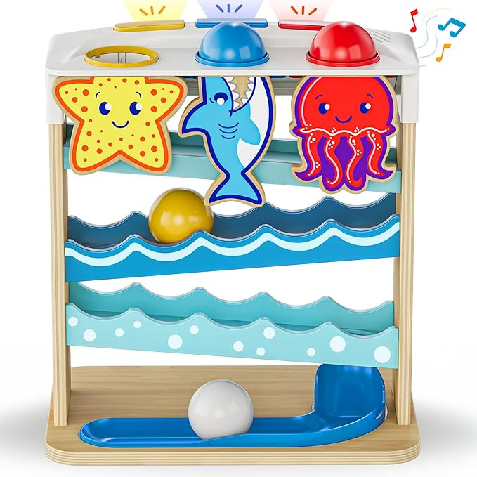 Move2Play, Wooden Ocean Friends, Interactive Toy for 1+ Year Olds, 6 to 12 Months, Baby Toy, 1 Ye... | Amazon (US)