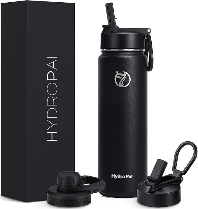 HydroPal Vacuum Insulated Stainless Steel Water Bottle, 1200ml/1000ml/750ml- 2 Lids (Straw Lid an... | Amazon (UK)