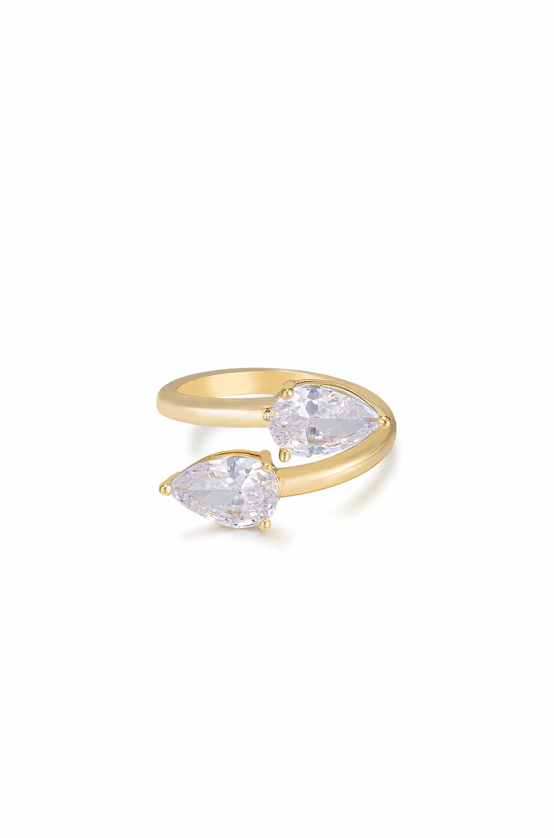 Crystal Teardrop Wrap Ring | Ettika