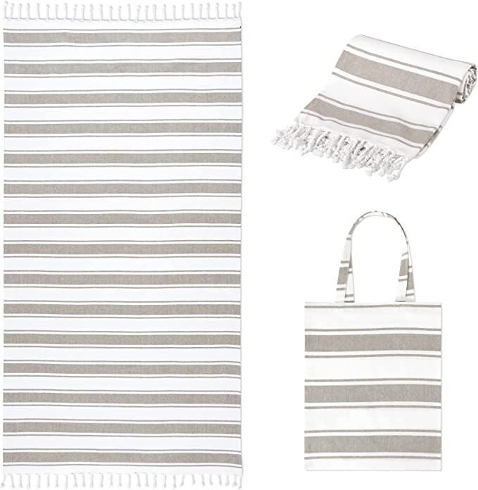 Folkulture Turkish Beach Towel for Adults with Beach Bag 40" x 72" Bath Towels, Beach Blanket or ... | Amazon (US)