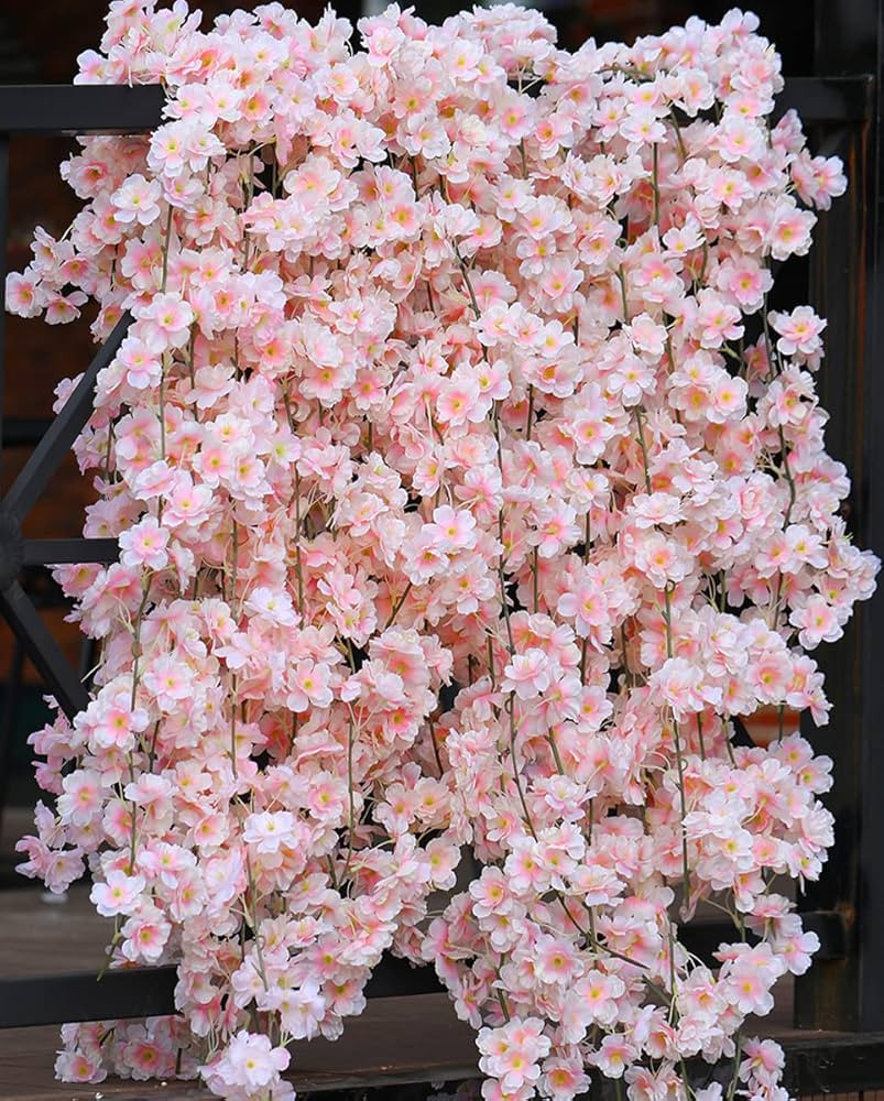 PARTY JOY 4pcs 23.6ft Artificial Cherry Blossom Flower Garland Hanging Vines for Home Decor Room ... | Amazon (US)