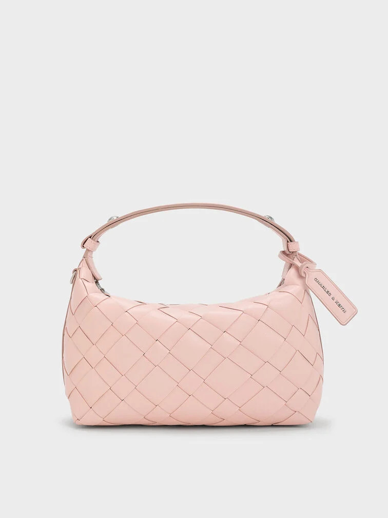 Ivette Woven Shoulder Bag - Light Pink | Charles & Keith US
