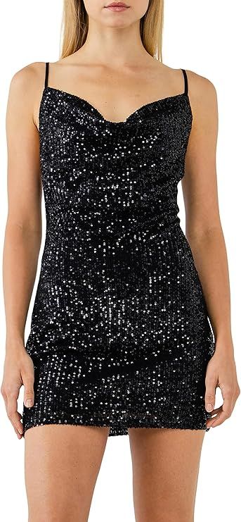 Cowl Neck Strappy Back Sequins Dress | Amazon (US)