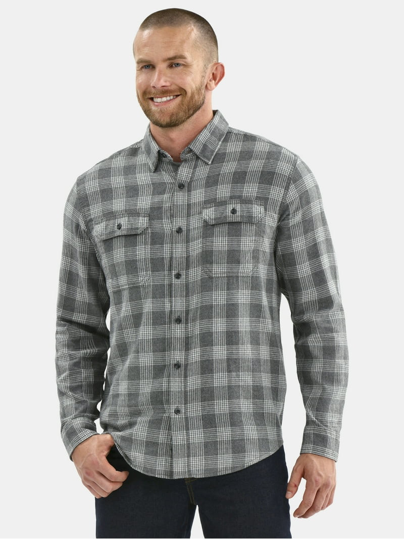 George Men's and Big Men's Double Pocket Flannel Shirt, Sizes XS-3XLT | Walmart (US)