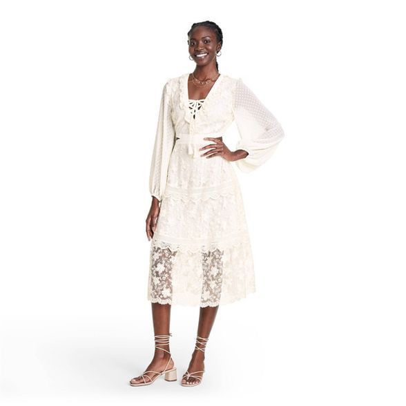 Long Sleeve Lace Cutout Dress - ALEXIS for Target Cream | Target