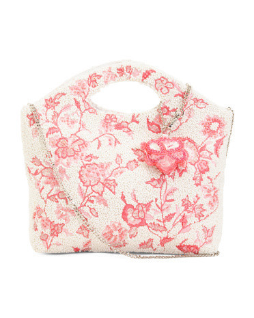 Toile Treasure Beaded Clutch, Leather | TJ Maxx