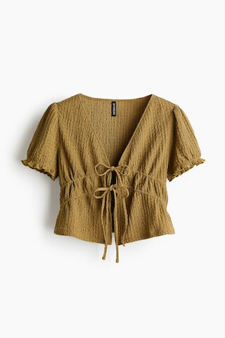 Crinkled tie-front top | H&M (UK, MY, IN, SG, PH, TW, HK)