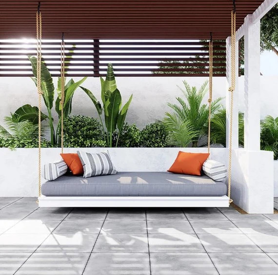 Porch Swing Bed, Wooden Swings, Family Swings for Garden, Balcony, Backyard, Patio, Porch Bench, ... | Etsy (US)